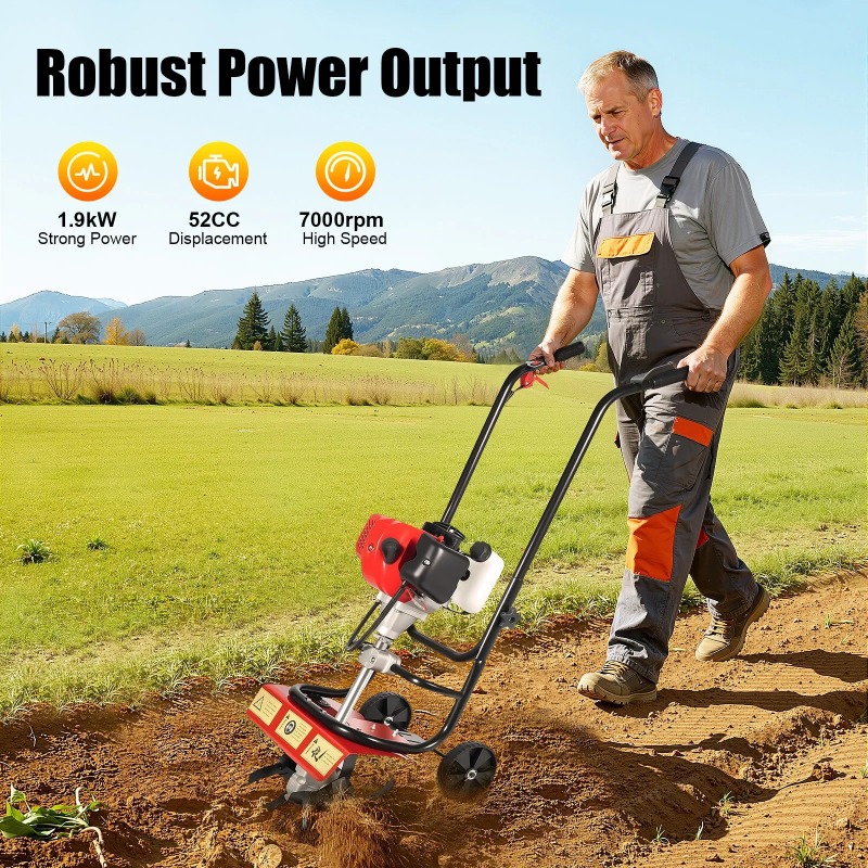 Motoculteur, 52CC 2 temps, cul - Soil Tilling Cultivator avis et prix